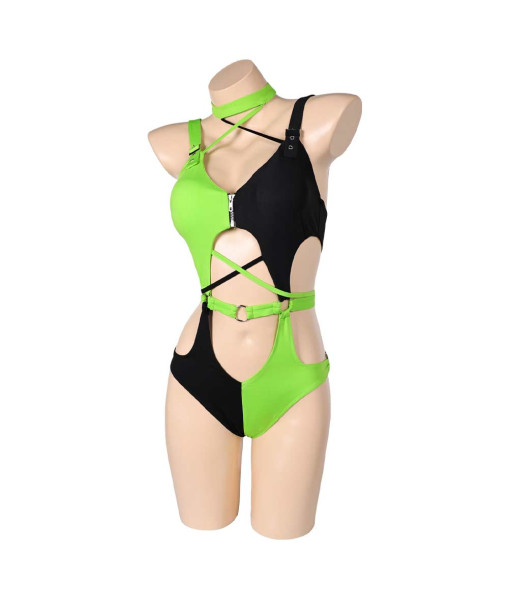 Women Green Black One-Piece Swimsuit Summer Outfit