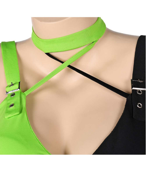 Women Green Black One-Piece Swimsuit Summer Outfit