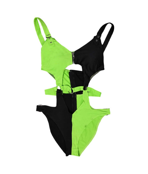 Women Green Black One-Piece Swimsuit Summer Outfit