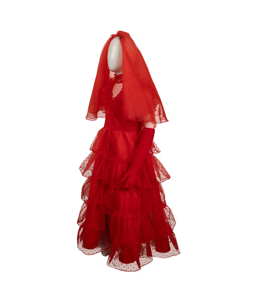 Kids Children Horror Red Wedding Dress Halloween Costume