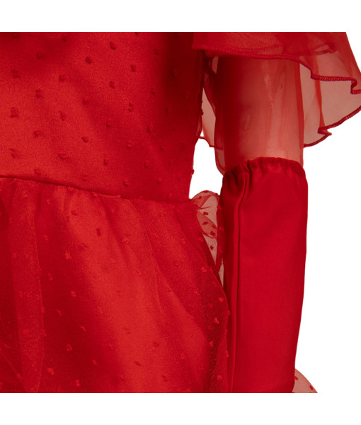 Kids Children Horror Red Wedding Dress Halloween Costume