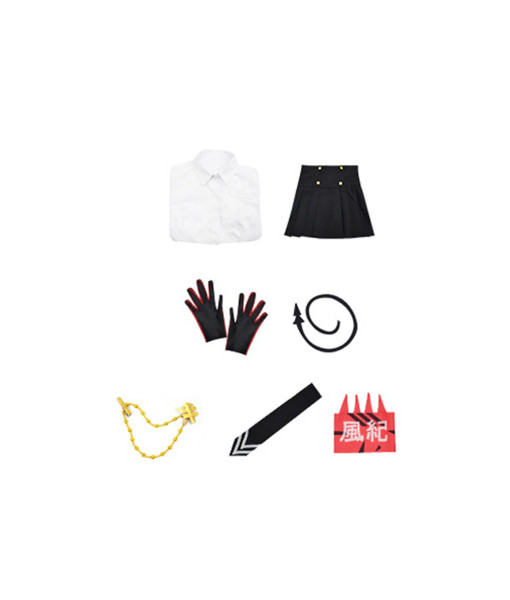 Women White Uniform Skirt with Devil Tail Halloween Costume