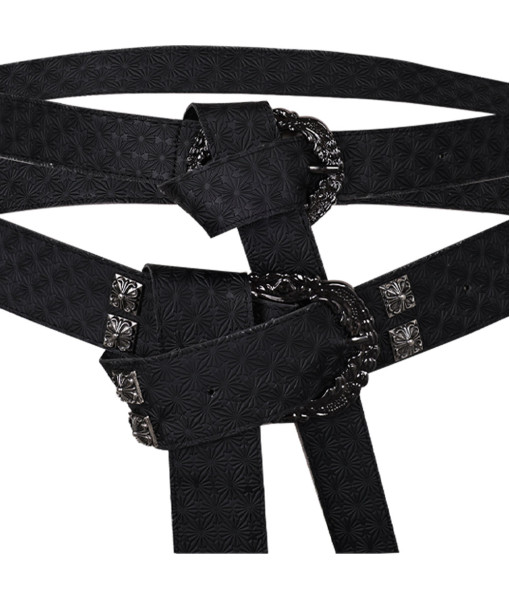 Men Medieval Fantasy Black Leather Belt Halloween Costume Accessories