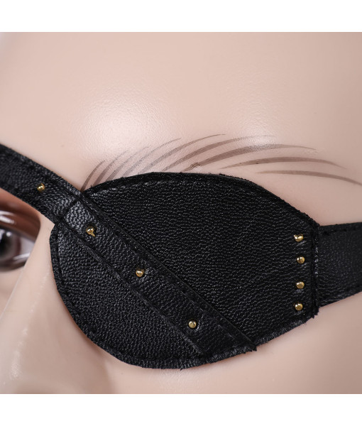 Medieval Fantasy Black Leather Belt Eyepatch Halloween Costume Accessories