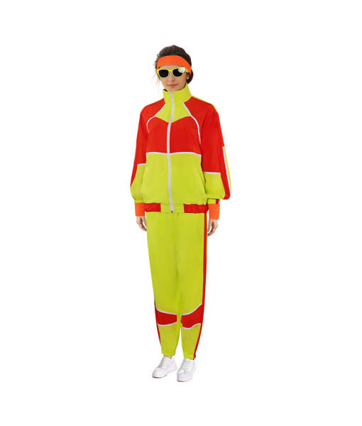 1980s Hip Hop Retro Sportswear Red Yellow Outfit Halloween Costume