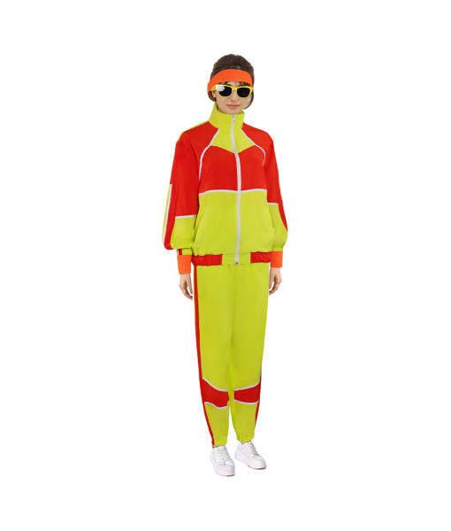 1980s Hip Hop Retro Sportswear Red Yellow Outfit Halloween Costume