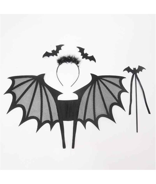 Devil Wings Set Black Skeleton Spider Bat Kids Halloween Costume Accessories