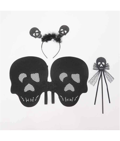 Devil Wings Set Black Skeleton Spider Bat Kids Halloween Costume Accessories