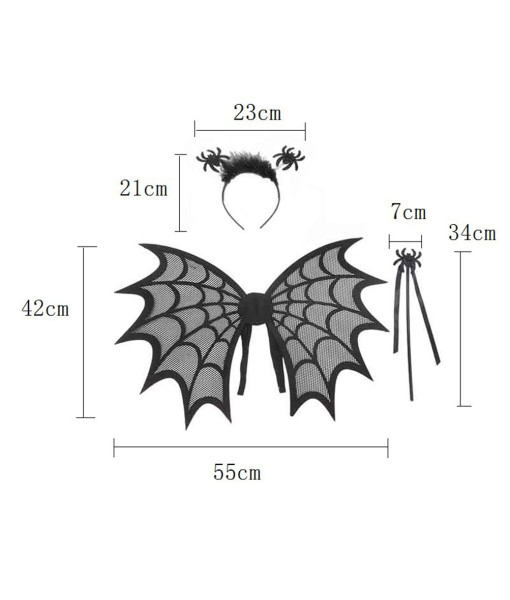 Devil Wings Set Black Skeleton Spider Bat Kids Halloween Costume Accessories