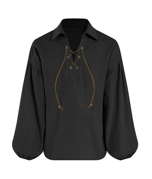 Kids Children Medieval Renaissance Lace-up Shirt Halloween Costume