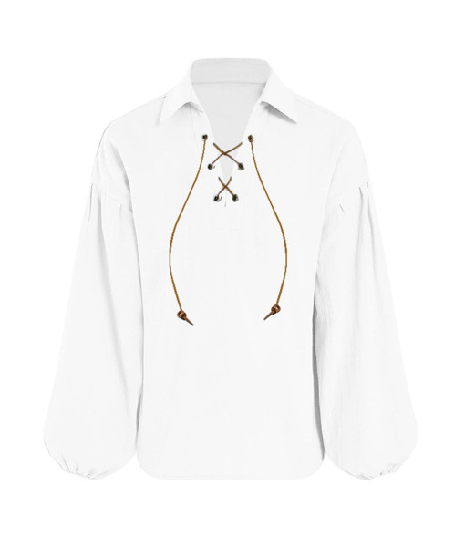 Kids Children Medieval Renaissance Lace-up Shirt Halloween Costume