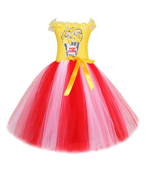 Kids Children Popcorn Tutu Skirt Headband Halloween Costume