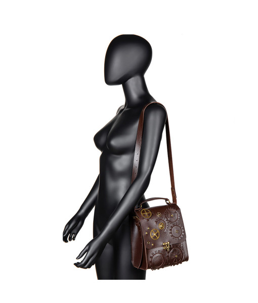 Women Brown Steampunk Shoulder Crossbody Handbag Accessories