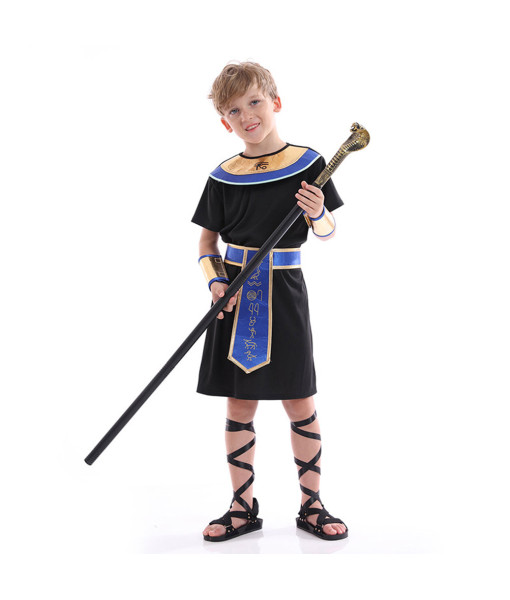 Kids Children Black Egyptian Pharaoh Halloween Costume