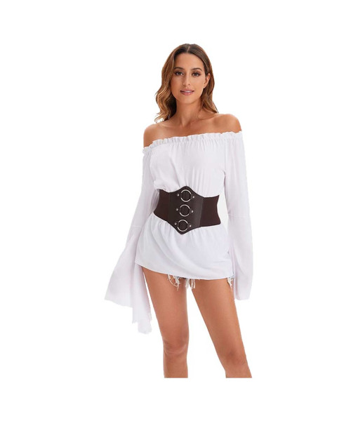 Women Medieval Renaissance Pirate Off-Shoulder Shirt Halloween Costume