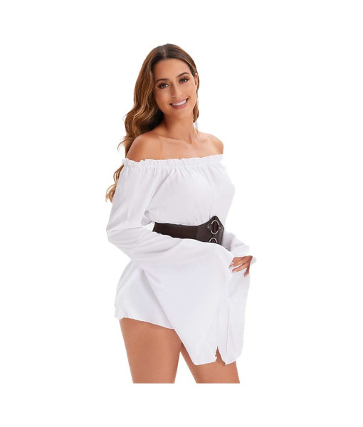 Women Medieval Renaissance Pirate Off-Shoulder Shirt Halloween Costume