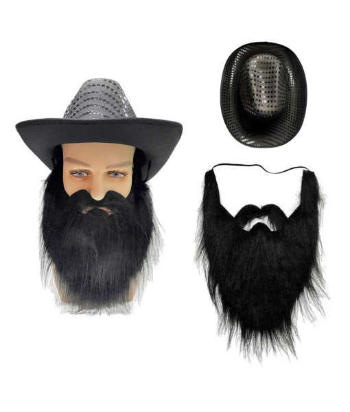 Adult Cowboy Hat Big Beard Halloween Costume Accessories
