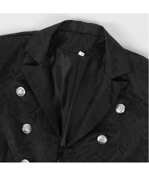 Men Medieval Black Vintage Long Zippered Tuxedo