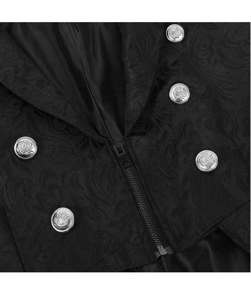 Men Medieval Black Vintage Long Zippered Tuxedo