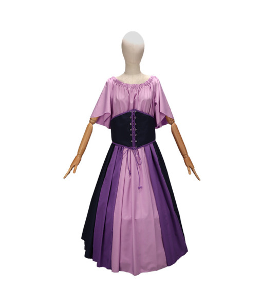 Women Medieval Elf Purple Lace-up Waist Dress Halloween Costume