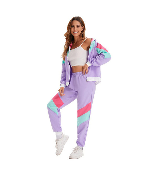 1980s Hip-Hop Vintage Purple Tracksuit Outift Halloween Costume