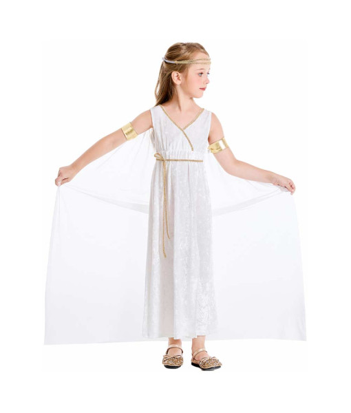 Kids Children White Greek Goddess Roman Court Robe Halloween Costume
