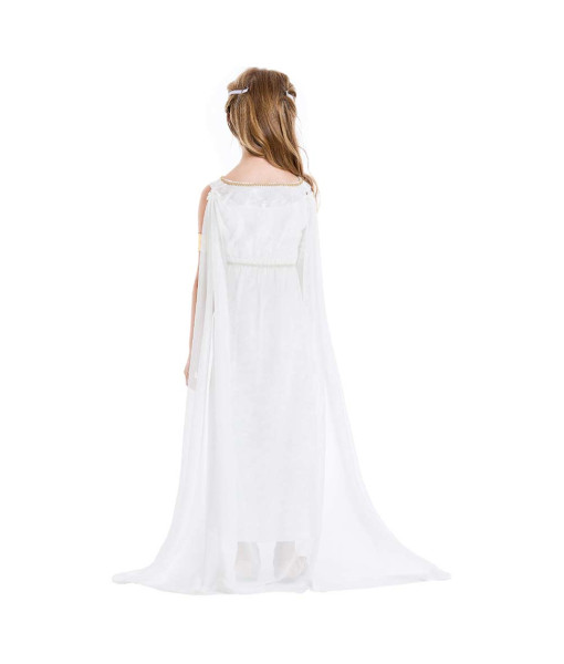 Kids Children White Greek Goddess Roman Court Robe Halloween Costume