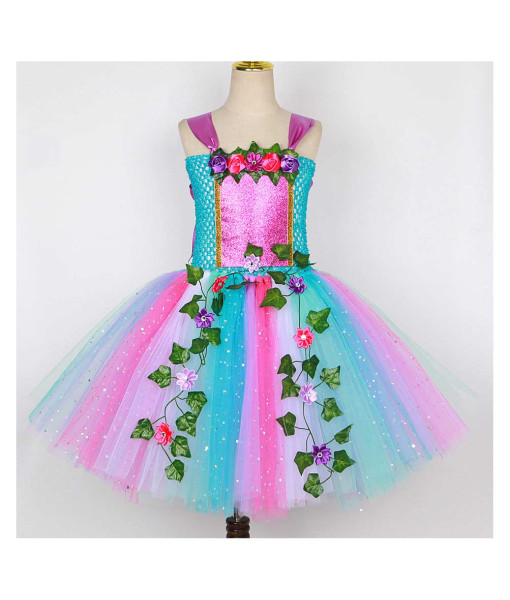 Kids Children Rainbow Jungle Fairy Tutu Skirt Butterfly Wing Halloween Costume
