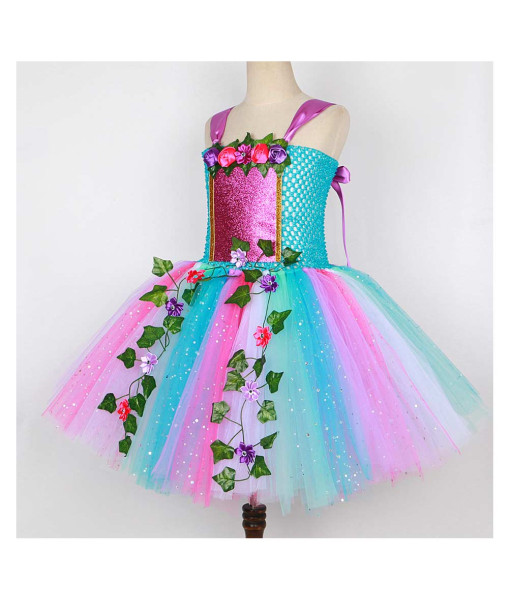 Kids Children Rainbow Jungle Fairy Tutu Skirt Butterfly Wing Halloween Costume