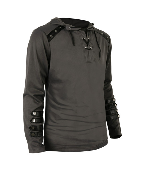 Adult Medieval Leather Tie Long Sleeve Hoodie Outfit