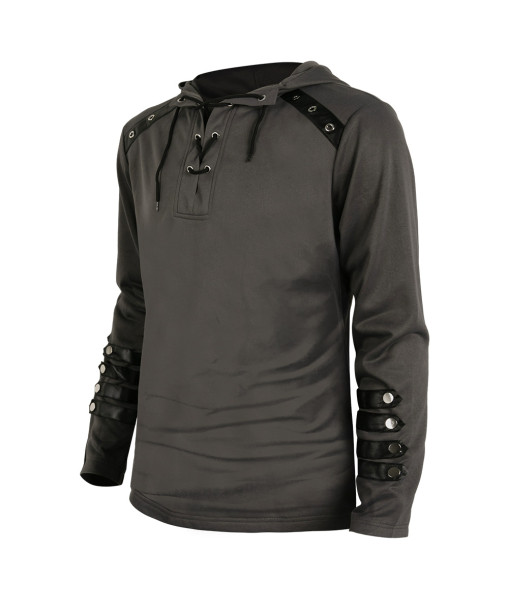 Adult Medieval Leather Tie Long Sleeve Hoodie Outfit