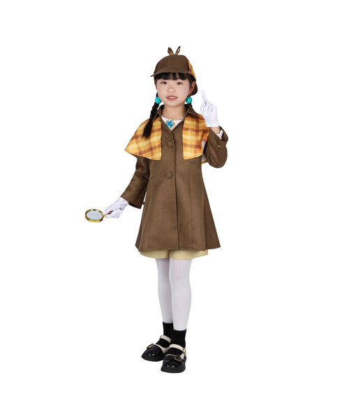 Kids Children Detective Coat Outfit Halloween Costume