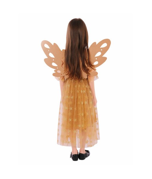 Kids Children Golden Dress Elf Fairy Halloween Cosplay Costume