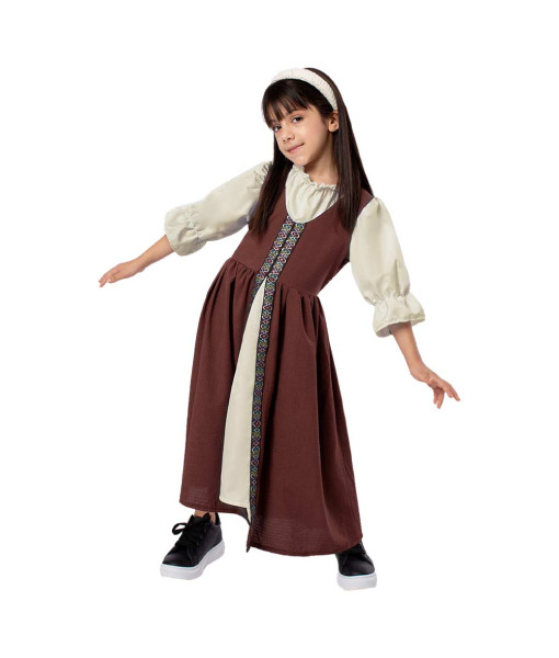 Kids Children Medieval Palace Brown Dress Halloween Costume