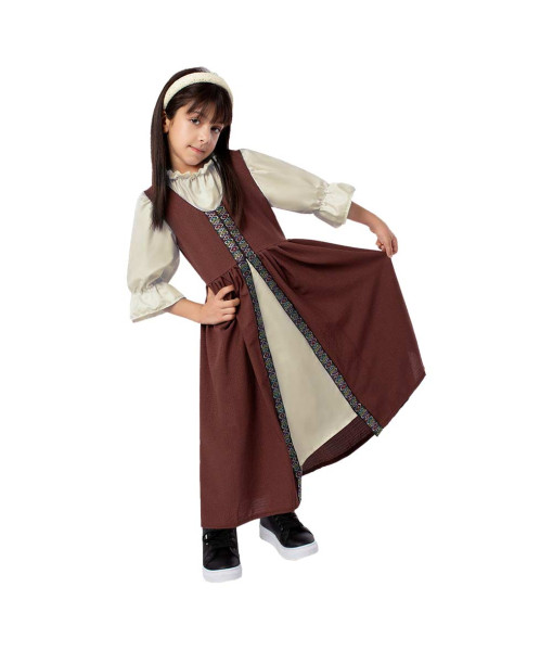 Kids Children Medieval Palace Brown Dress Halloween Costume