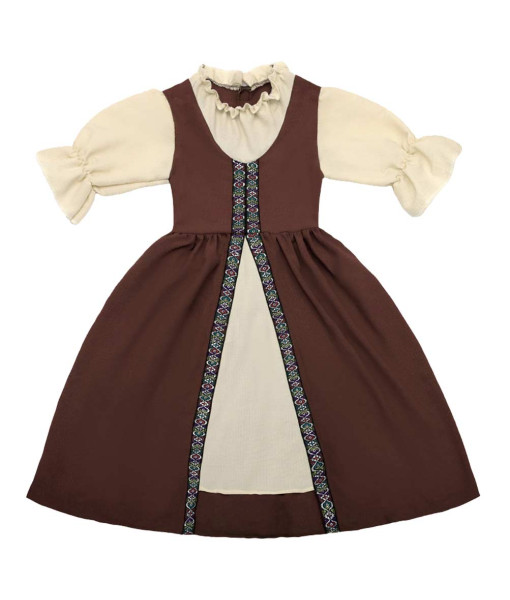Kids Children Medieval Palace Brown Dress Halloween Costume