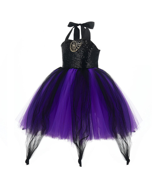 Kids Children Purple Tutu Skirt Evil Witch Halloween Cosplay Costume