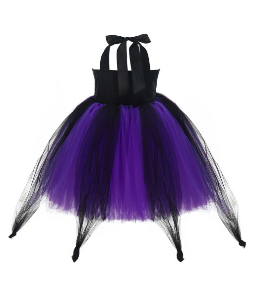 Kids Children Purple Tutu Skirt Evil Witch Halloween Cosplay Costume