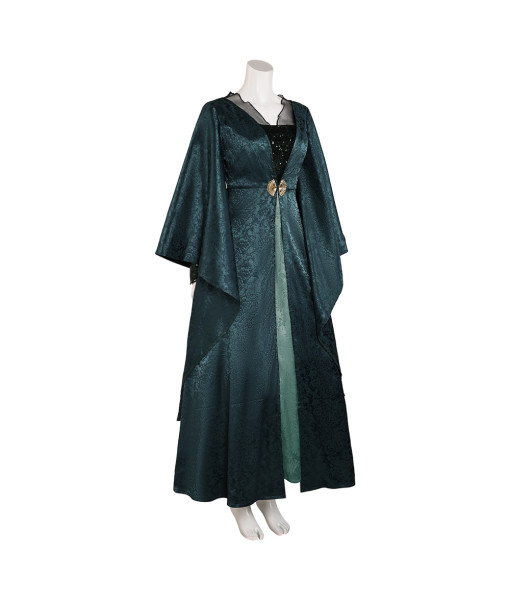 Women Green Medieval Queen Long Dress Greens Halloween Cosplay Costume