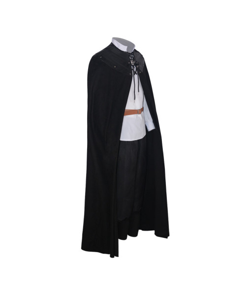 Adult Medieval Black Clock Shirt Set Knight Fantasy Cosplay Halloween Costume