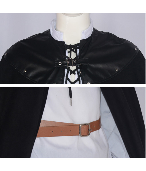 Adult Medieval Black Clock Shirt Set Knight Fantasy Cosplay Halloween Costume