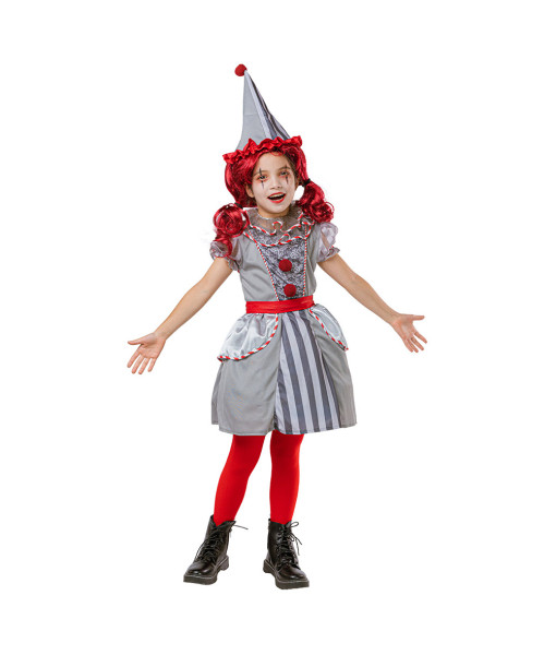 Kids Children Red Hair Horror Clown Outfit Halloween Costume