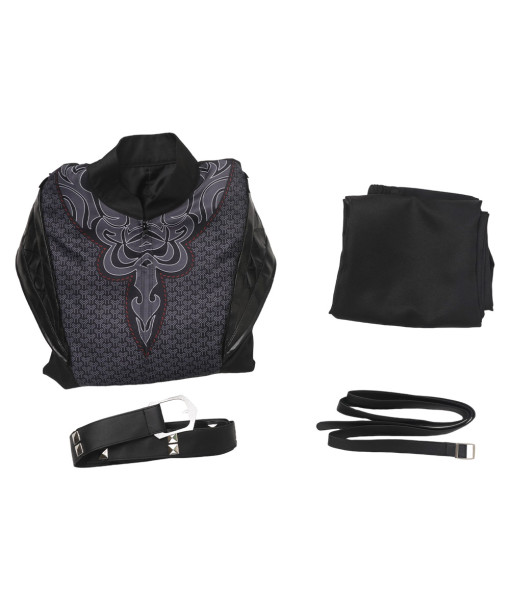 Men Medieval Leather Black Outfit Fantasy Dragon Prince Halloween Cosplay Costume