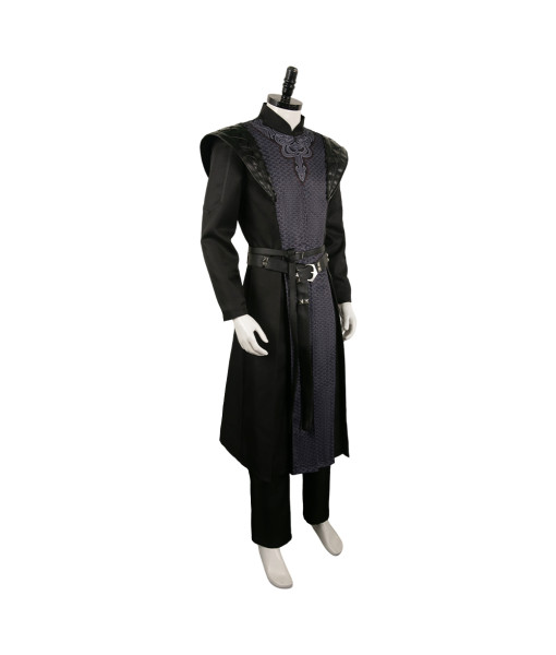 Men Medieval Leather Black Outfit Fantasy Dragon Prince Halloween Cosplay Costume
