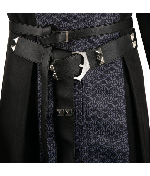 Men Medieval Leather Black Outfit Fantasy Dragon Prince Halloween Cosplay Costume