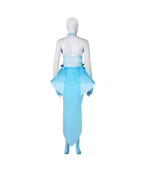 Women Ice Skater Princess Blue Outfit Halloween Cosplay Costume