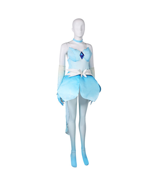 Women Ice Skater Princess Blue Outfit Halloween Cosplay Costume
