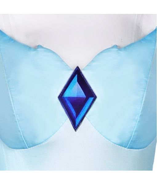 Women Ice Skater Princess Blue Outfit Halloween Cosplay Costume