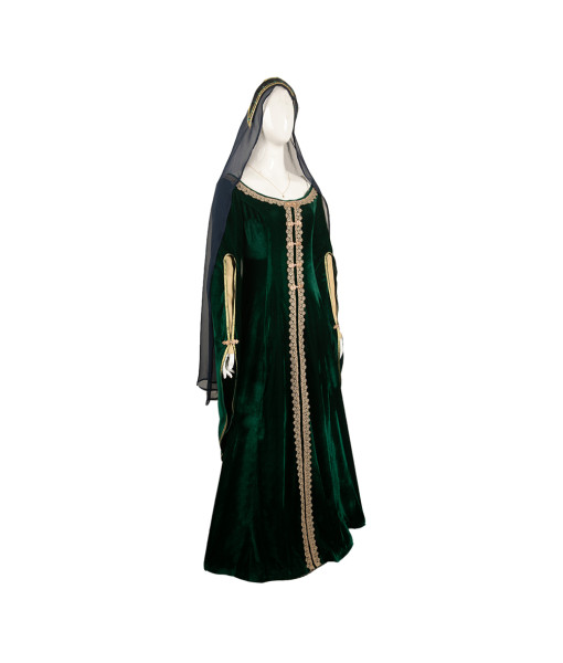 Women Medieval Dark Green Suit Fantasy World Queen Halloween Cosplay Costume