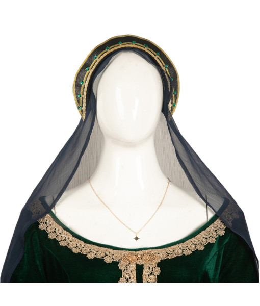 Women Medieval Dark Green Suit Fantasy World Queen Halloween Cosplay Costume